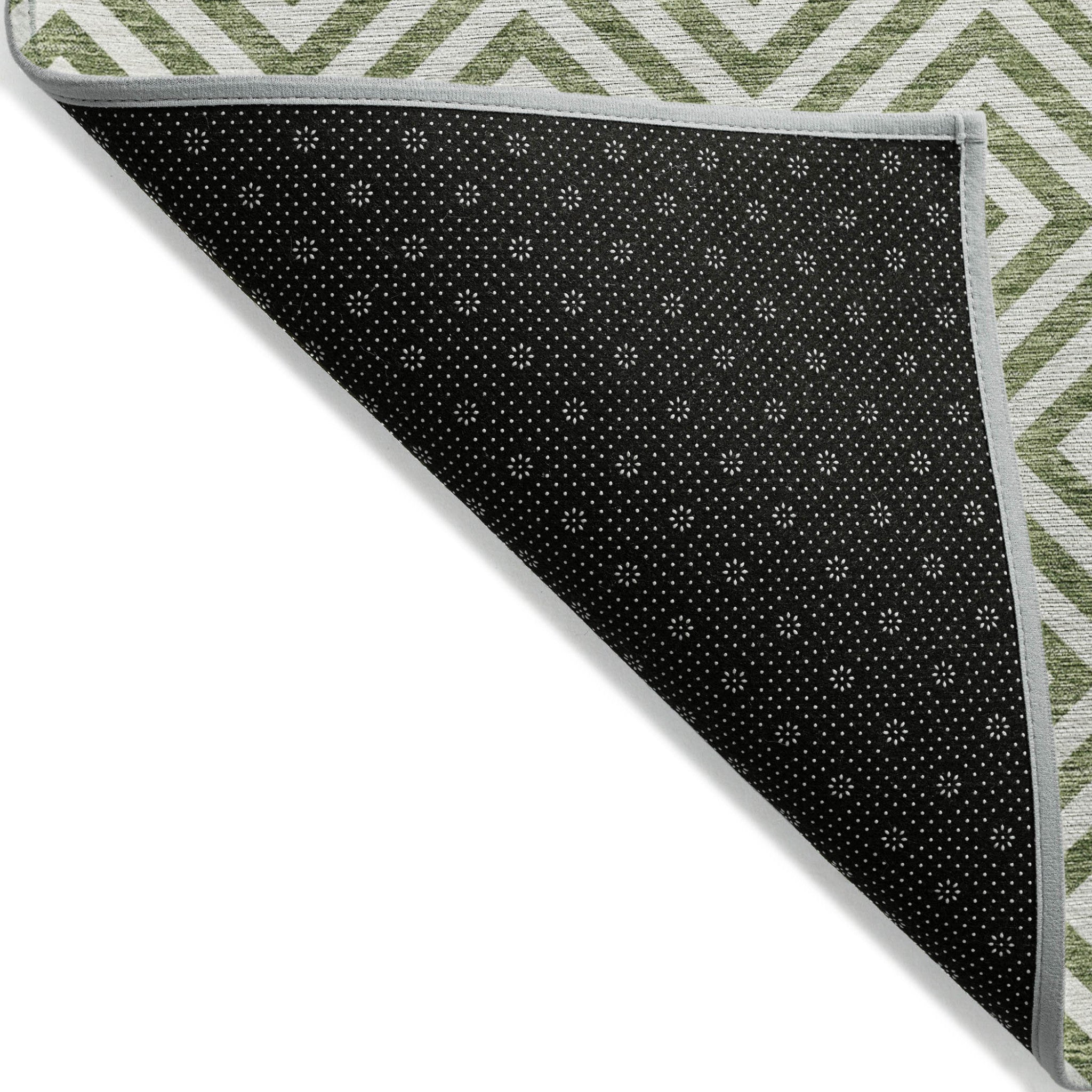 10' X 14' Green And Beige Geometric Washable Indoor Outdoor Area Rug-2