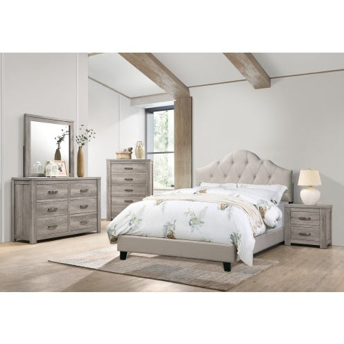 Contemporary Queen Size Bed With Tufted Headboard Design