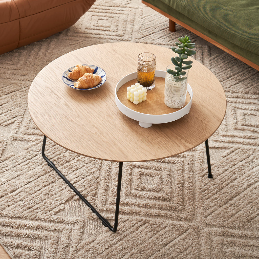 Anthony & Home marble-top round coffee table with minimalist design, ideal for small apartments, featuring a sleek, modern look.