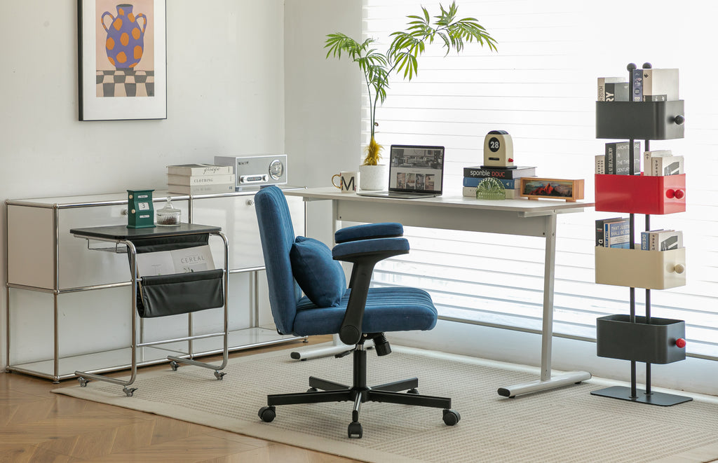Anthony & Home Atelier Velvet Office Chair with crisscross armrests, featuring plush velvet upholstery and modern design.