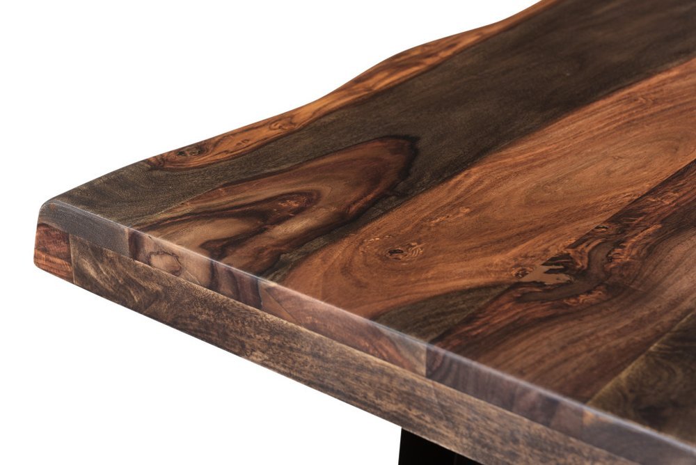 Six Piece Dark Brown and Black Solid Wood Dining Set with Four Chairs - Anthony & Home