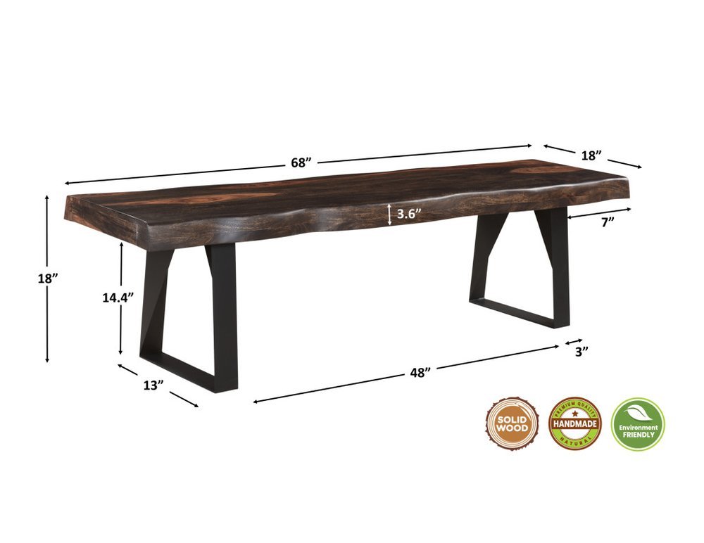 Six Piece Dark Brown and Black Solid Wood Dining Set with Four Chairs - Anthony & Home