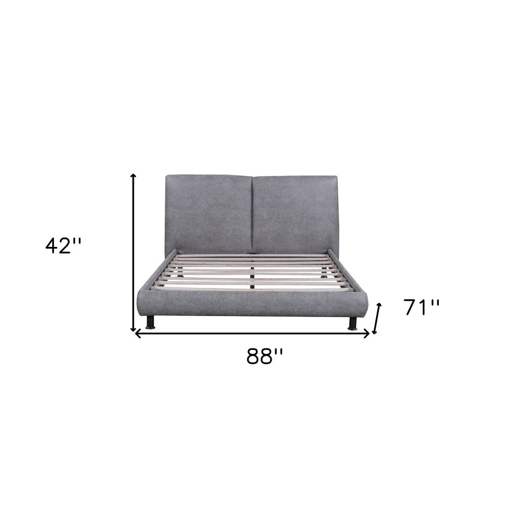 Dark Gray Tufted Upholstered Queen Bed Frame