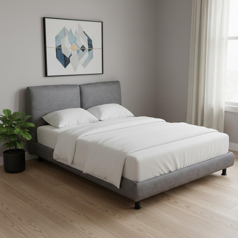 Dark Gray Tufted Upholstered Queen Bed Frame