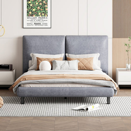 Dark Gray Tufted Upholstered Queen Bed Frame