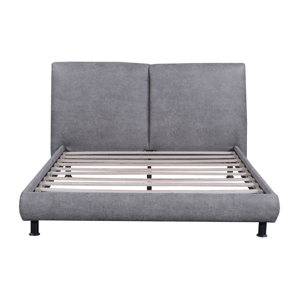 Dark Gray Tufted Upholstered Queen Bed Frame