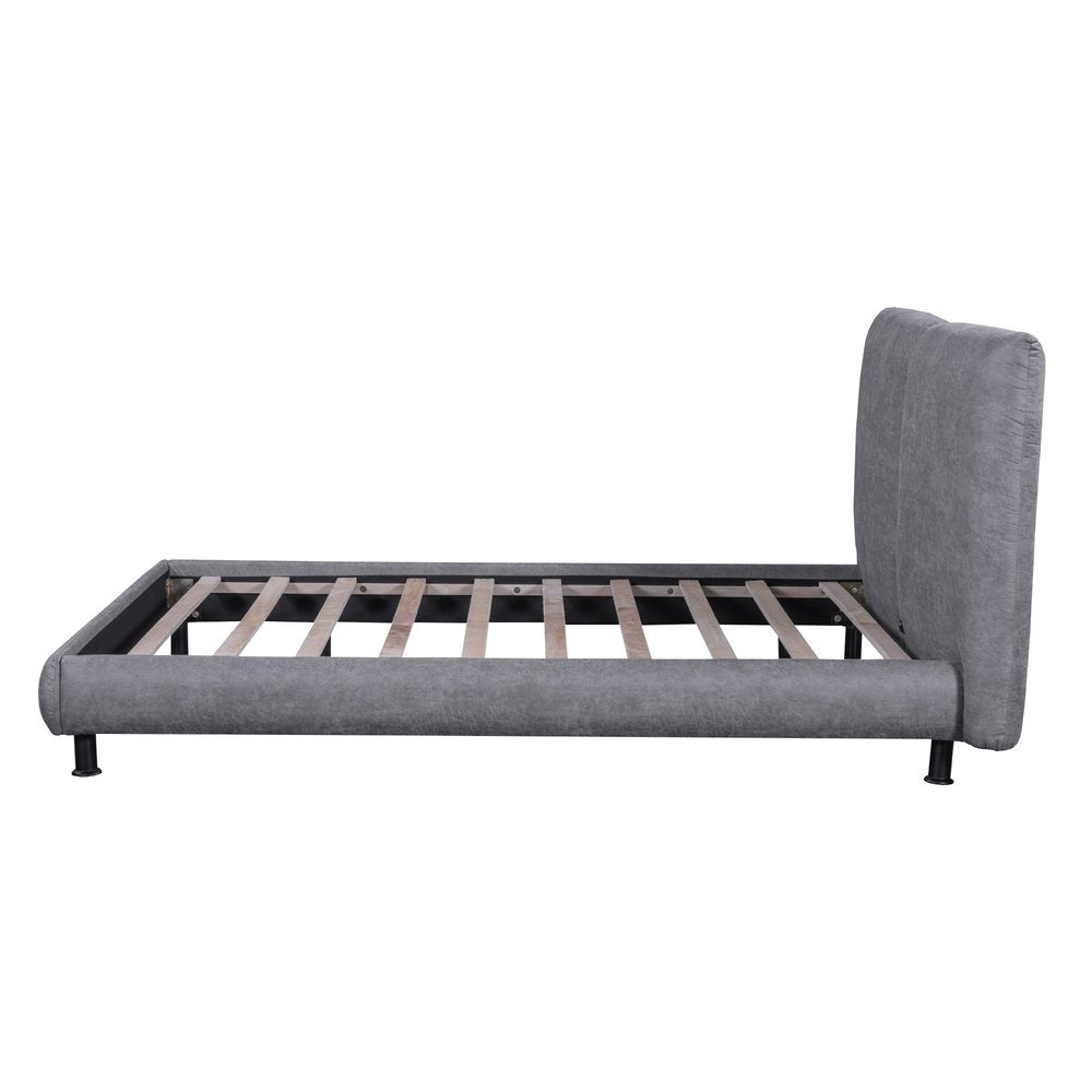 Dark Gray Tufted Upholstered Queen Bed Frame