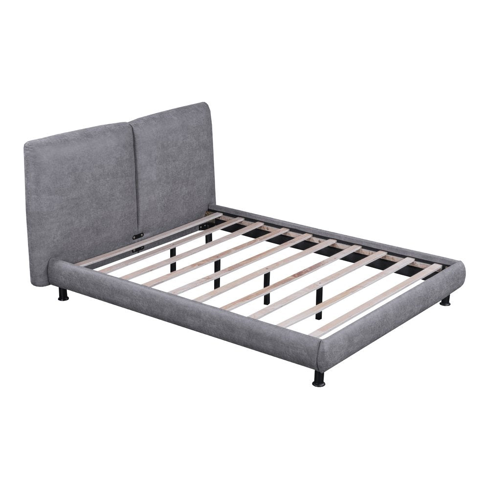 Dark Gray Tufted Upholstered Queen Bed Frame