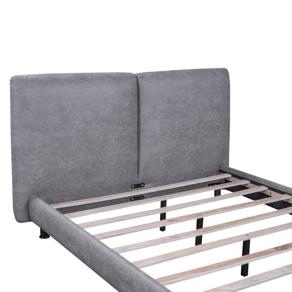 Dark Gray Tufted Upholstered Queen Bed Frame