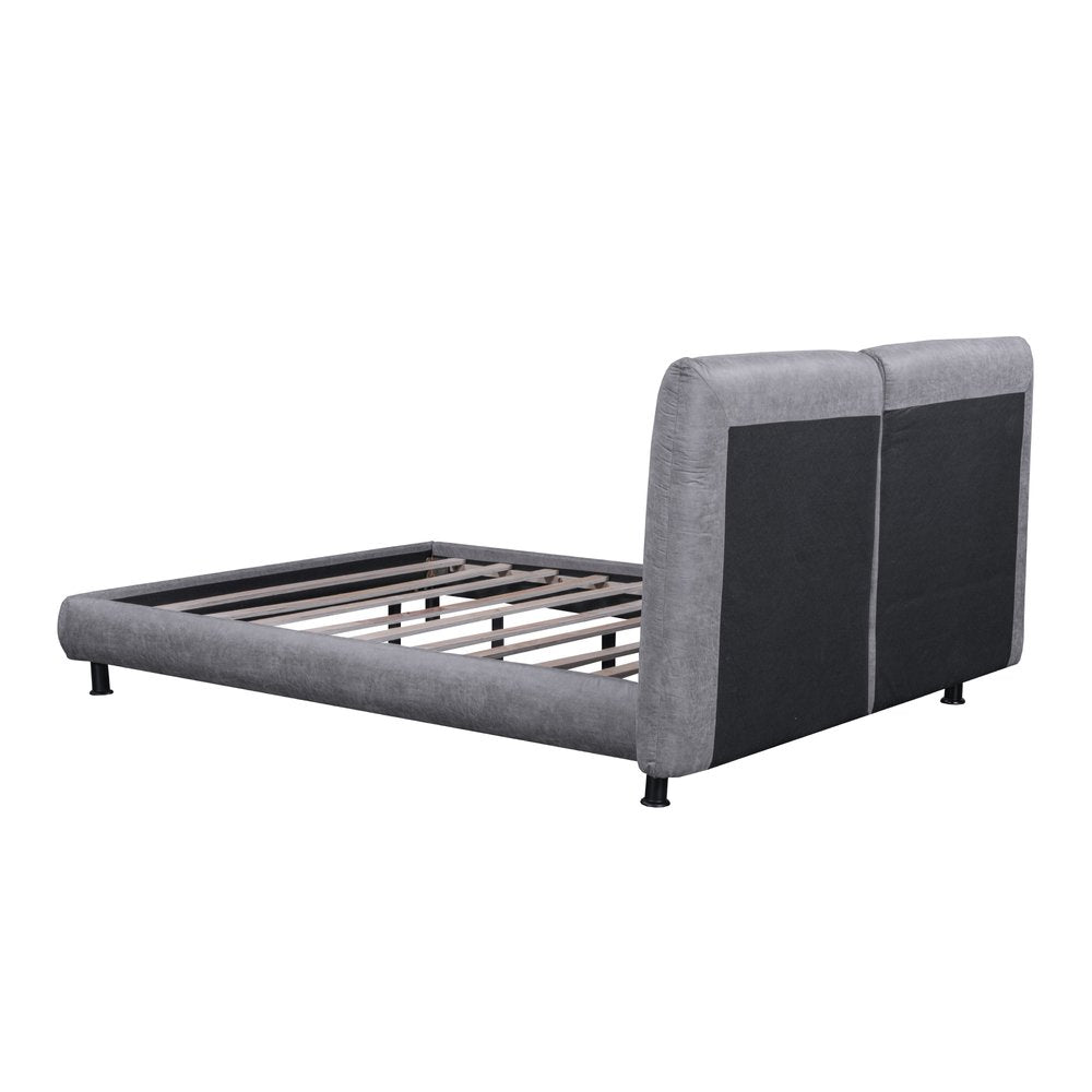 Dark Gray Tufted Upholstered Queen Bed Frame