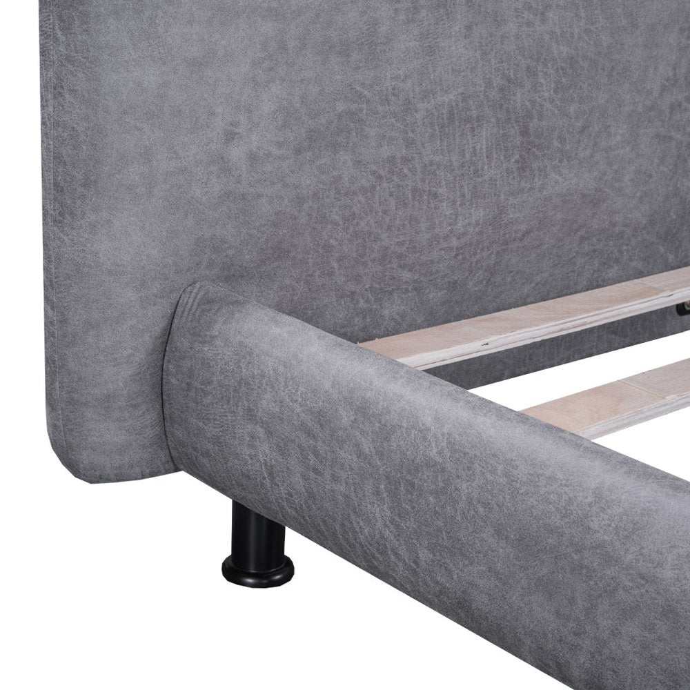 Dark Gray Tufted Upholstered Queen Bed Frame
