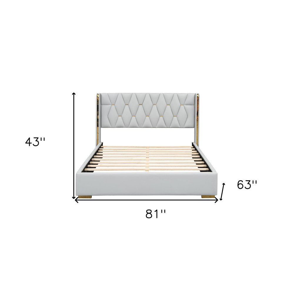White Tufted Upholstered Queen Bed Frame