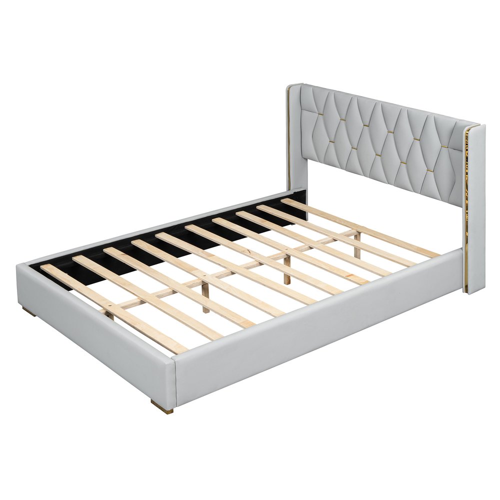 White Tufted Upholstered Queen Bed Frame