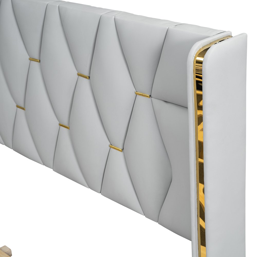 White Tufted Upholstered Queen Bed Frame