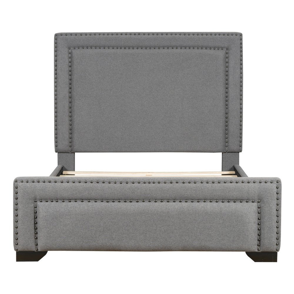 Gray Tufted Velvet Upholstered Queen Bed Frame