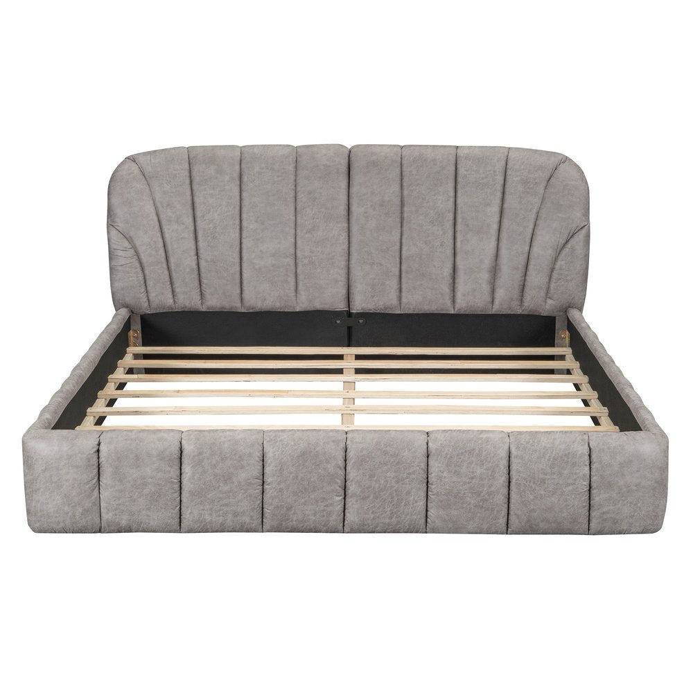 Gray Tufted Upholstered Queen Bed Frame