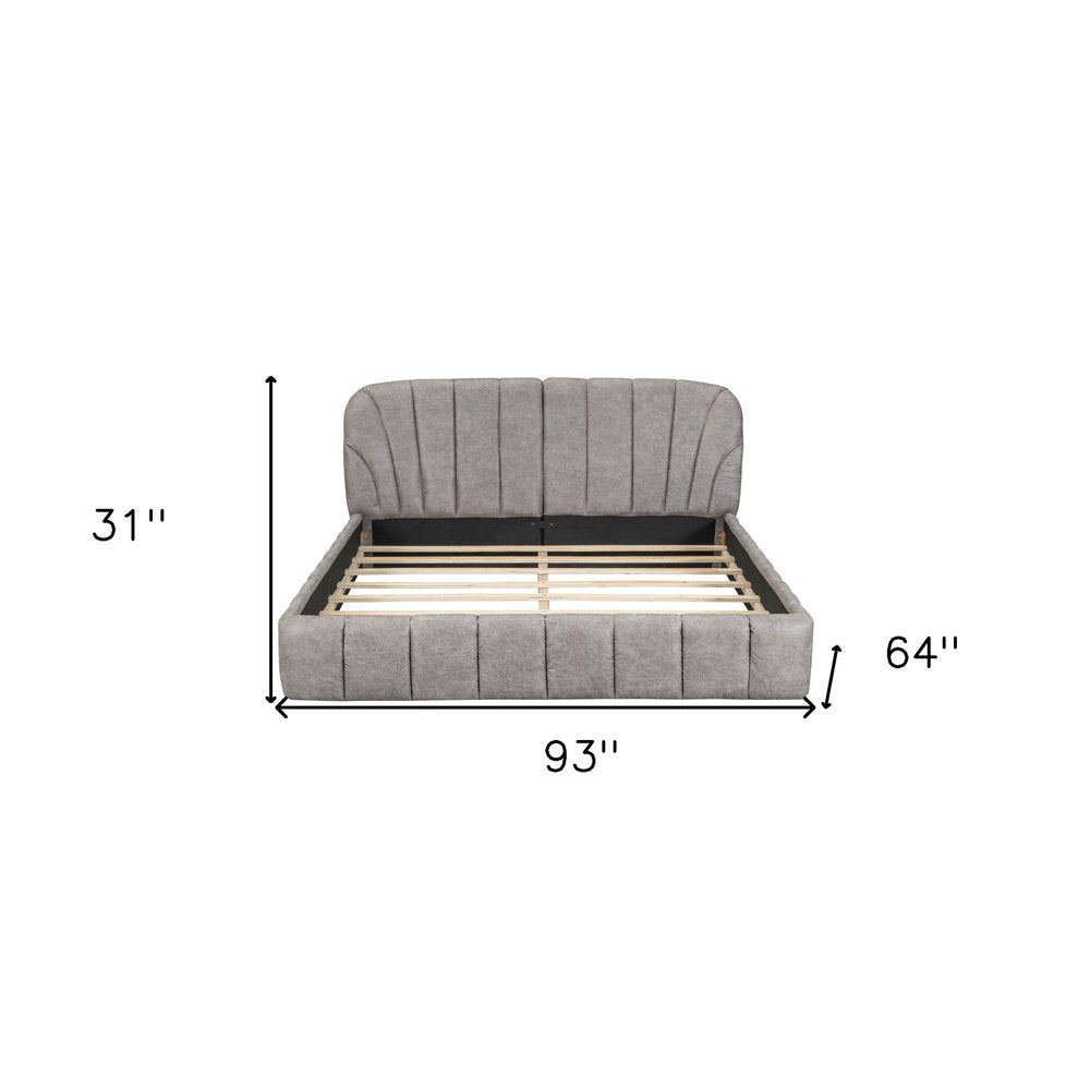 Gray Tufted Upholstered Queen Bed Frame