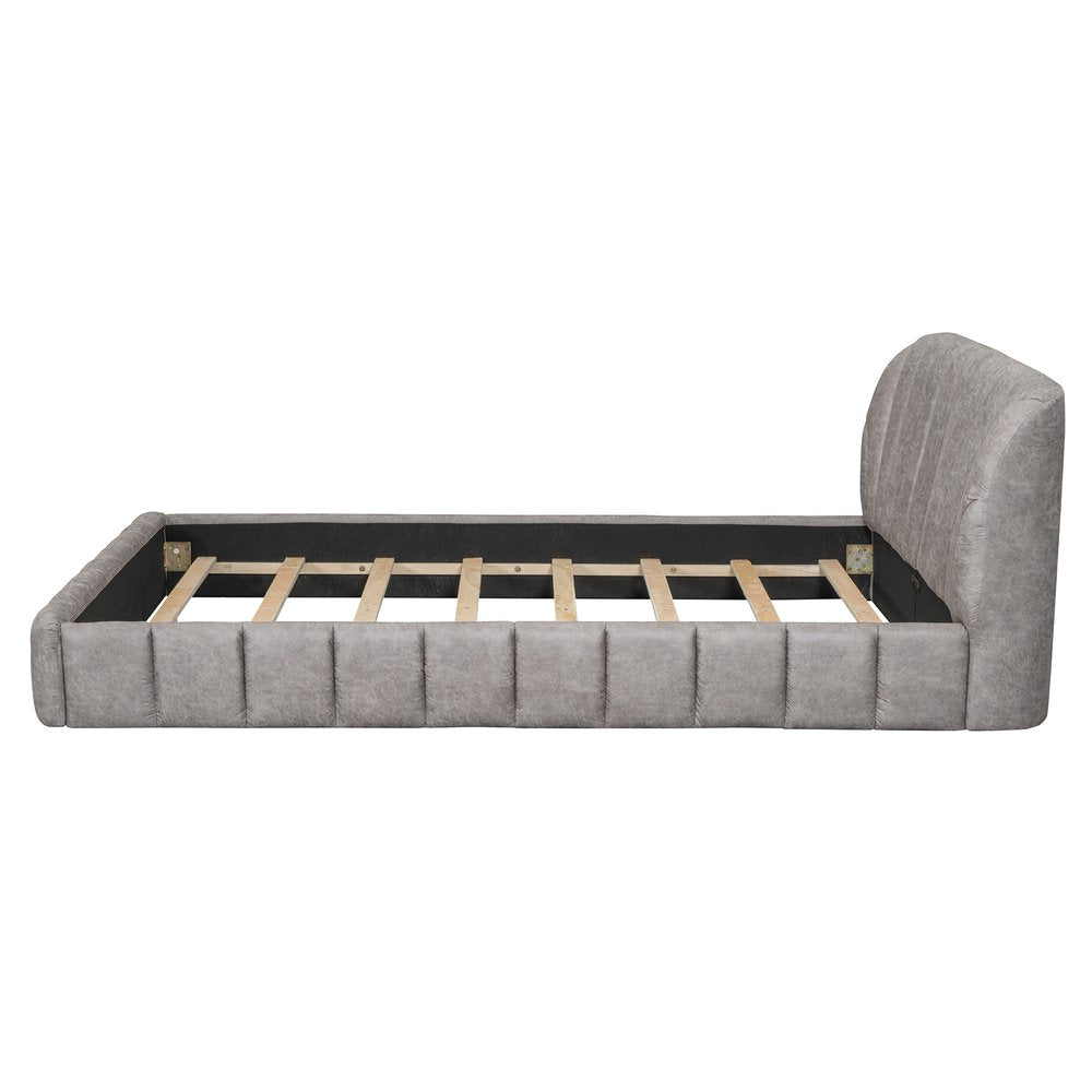 Gray Tufted Upholstered Queen Bed Frame