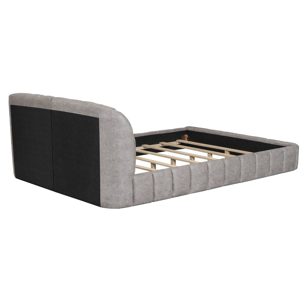 Gray Tufted Upholstered Queen Bed Frame