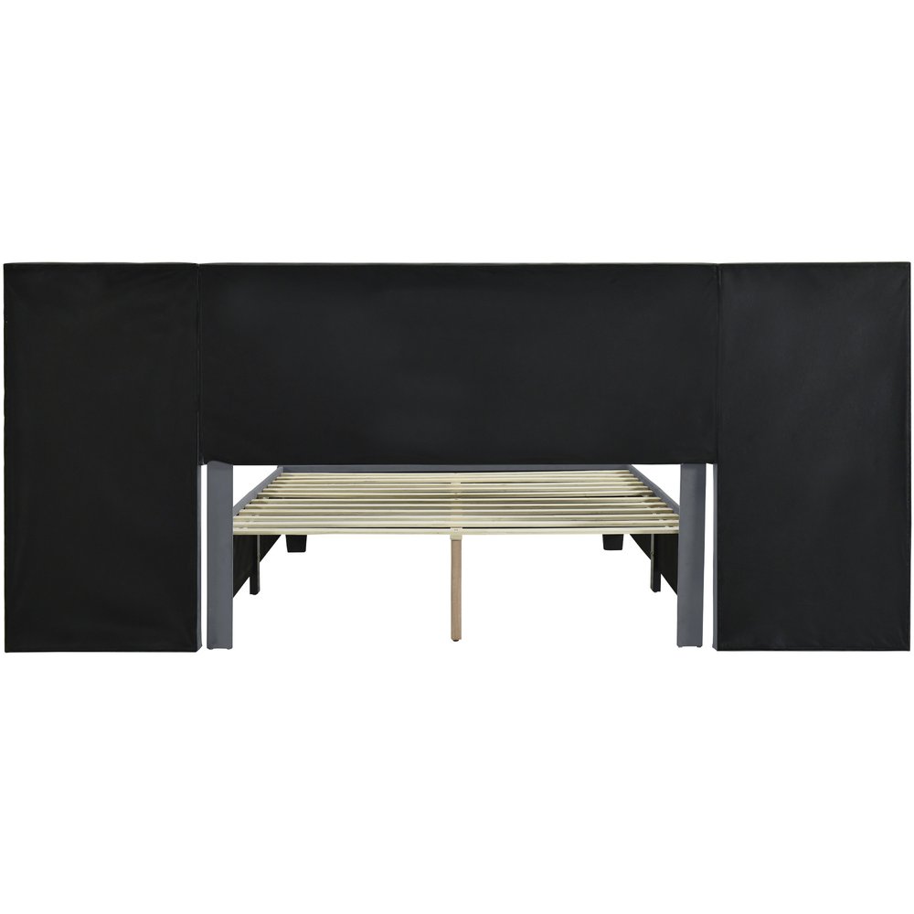 Gray Tufted Velvet Upholstered Queen Bed Frame