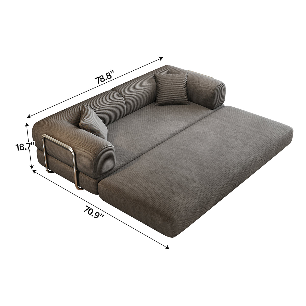 Modern modular sofa bed from Anthony & Home's Atelier Collection, featuring plush cushions and sleek design in a neutral fabric.
