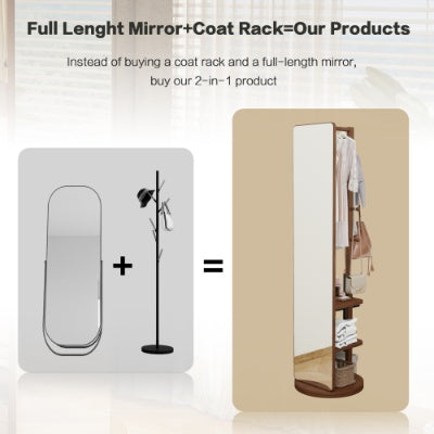 Full Length Mirror Rubber Wood Walnut Frame 65 By 18 Inches