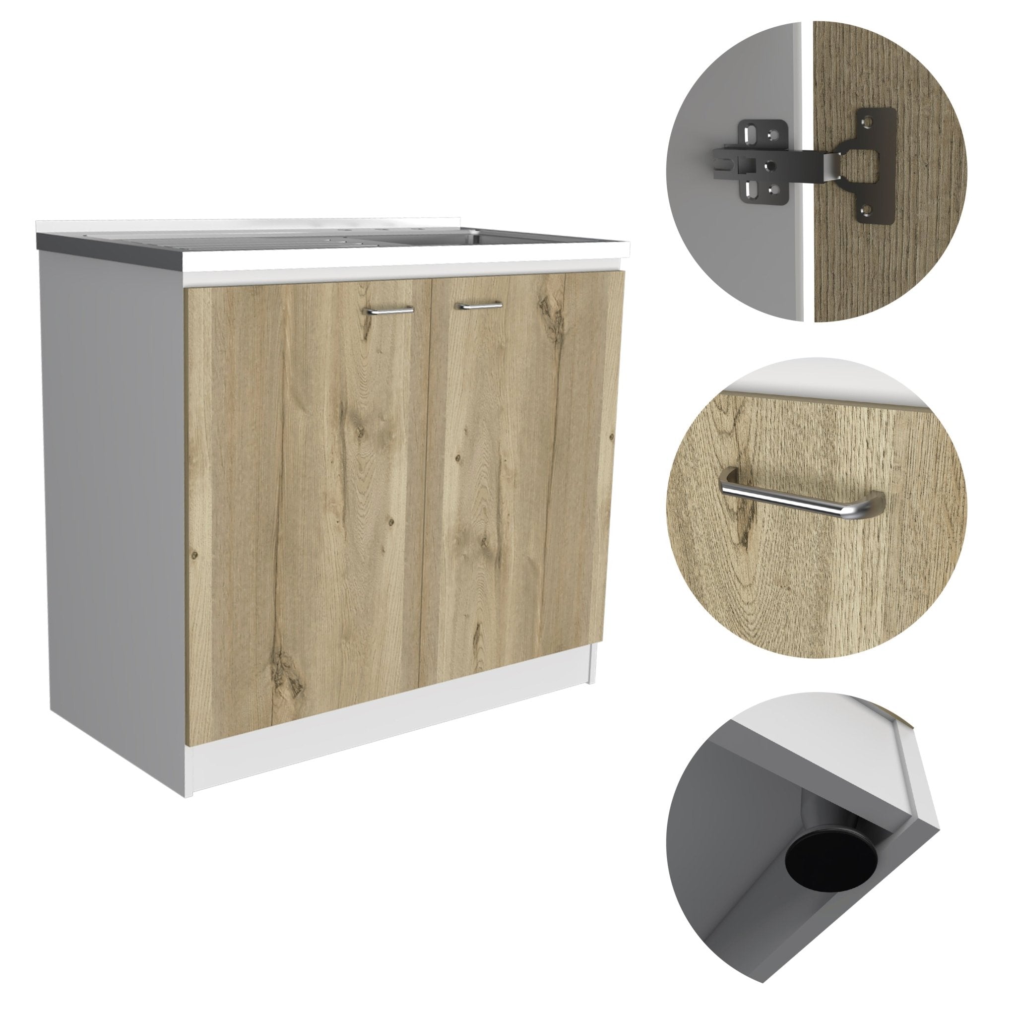 Stainless steel utility sink on a countertop, designed by Anthony & Home, ideal for laundry or workspace areas.