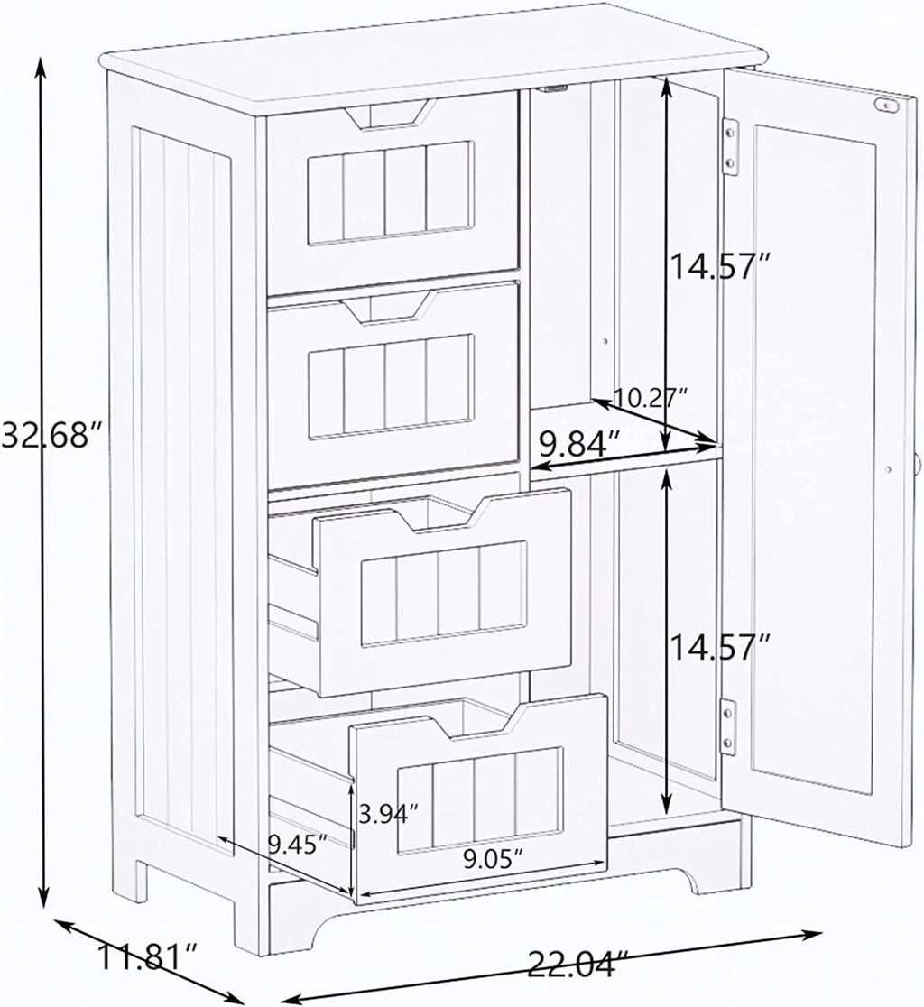 Matte white studio floor cabinet with drawers by Anthony & Home, featuring sleek design and multiple storage compartments.