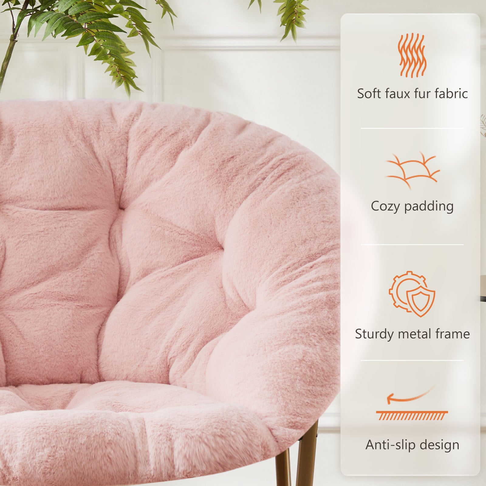 White Faux Fur Disc Chair For Bedroom And Living Room