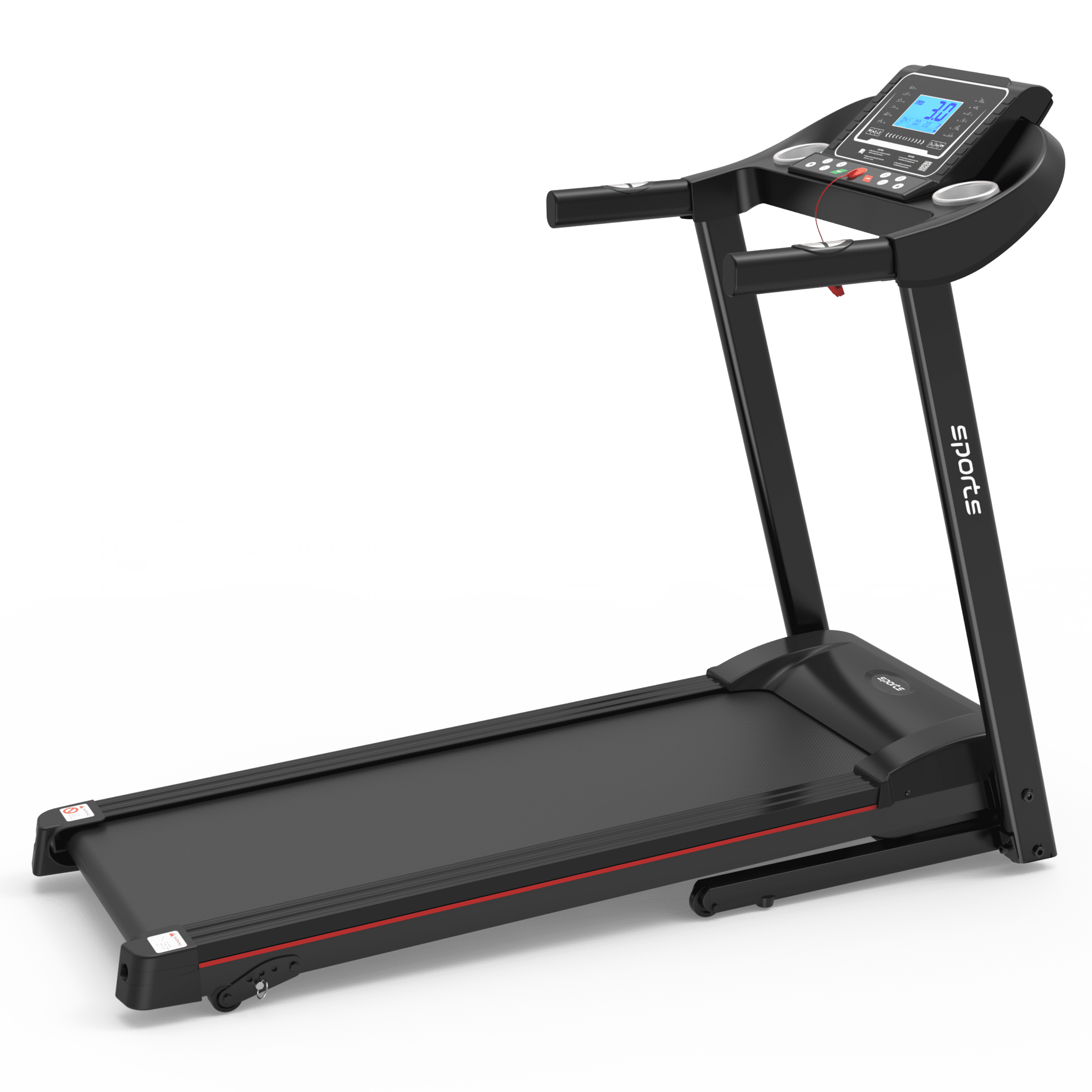 Anthony & Home Fitshow Elite Edition folding treadmill with hydraulic assist, quiet home gym equipment, black and silver design
