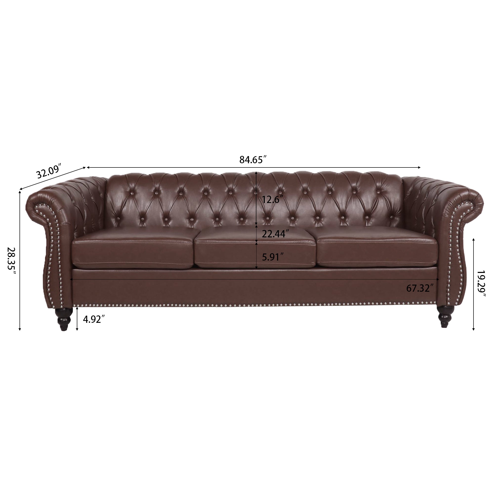Anthony & Home Chesterfield Sofa with Birch Legs, classic design featuring deep button tufting and plush upholstery.