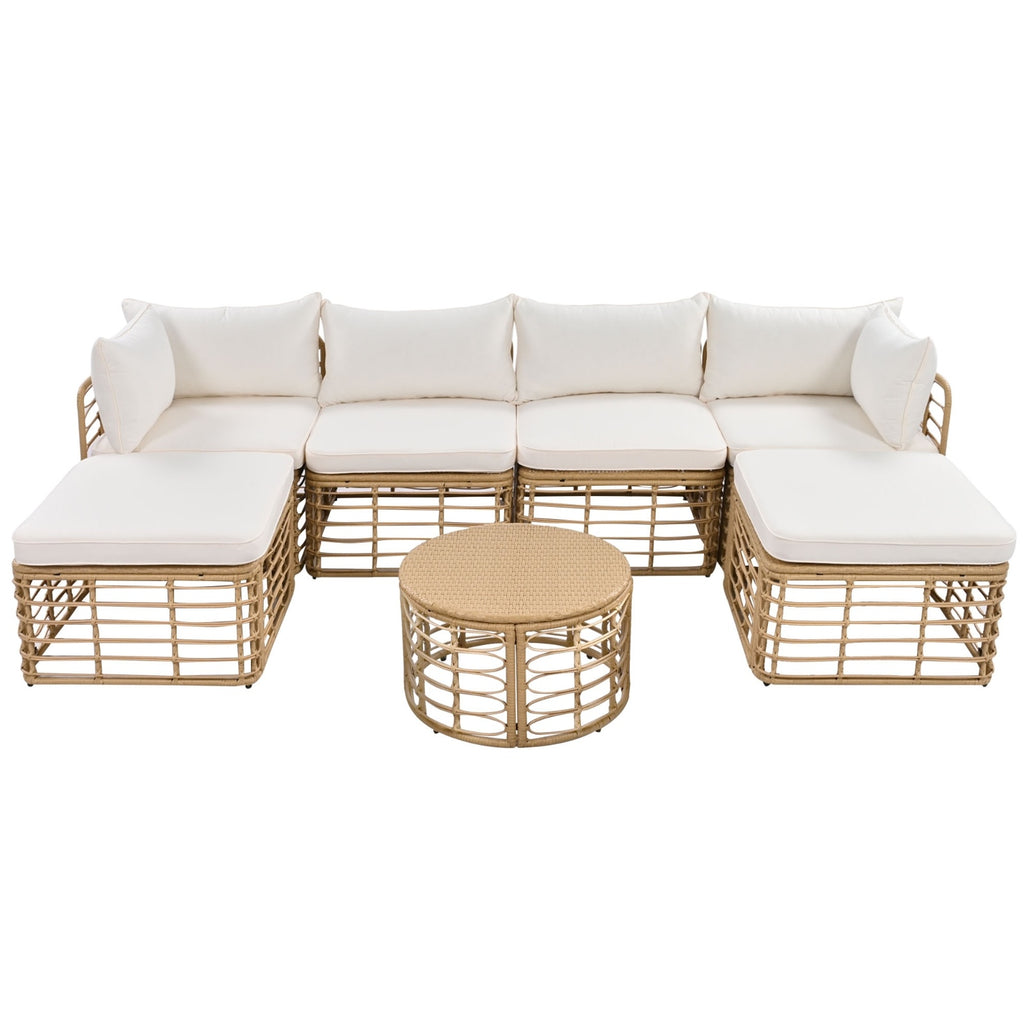 Go 7 Pieces Outdoor Patio Furniture All Weather Rattan Set