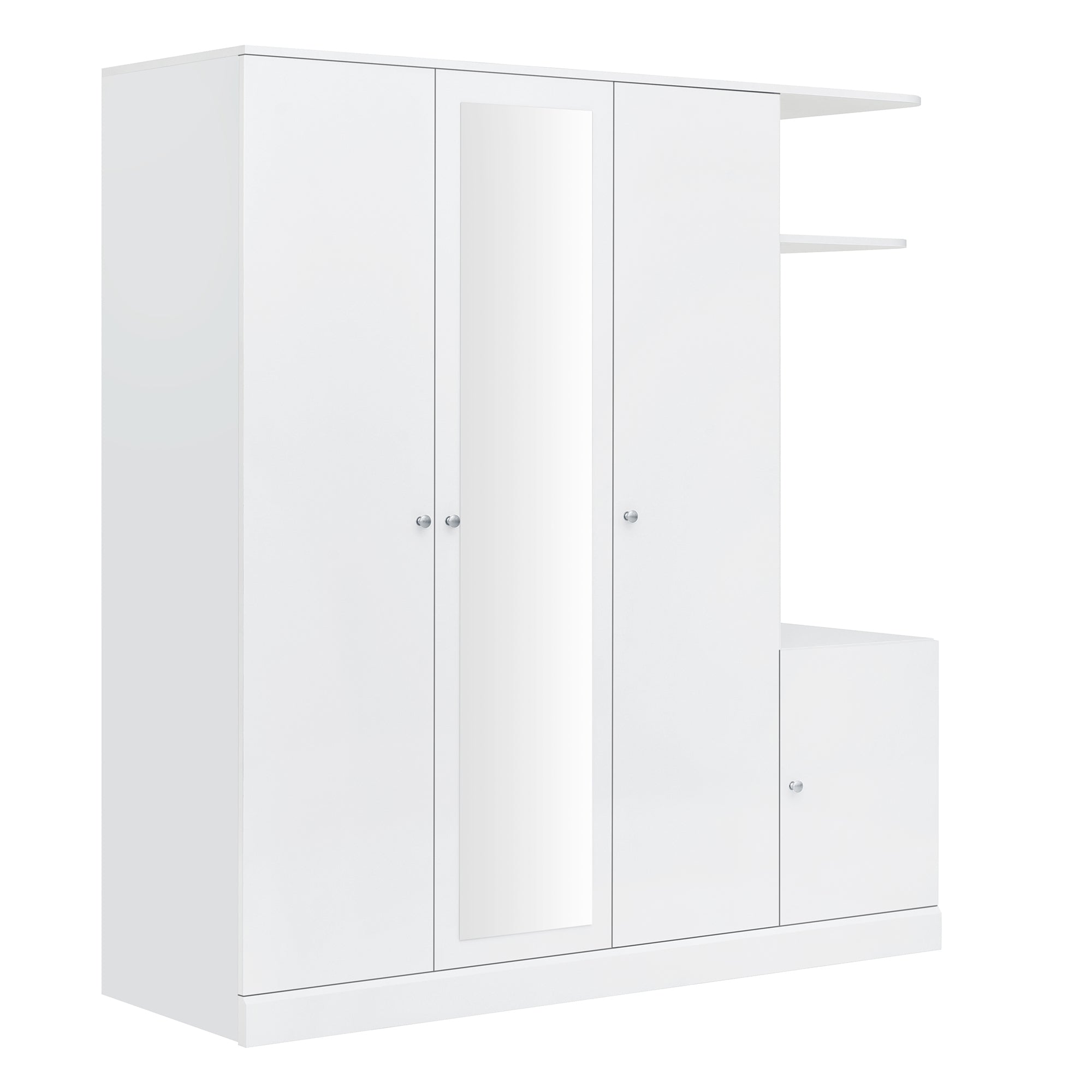 Anthony & Home Elegant Collection wardrobe with full-length mirror, modern furniture piece with sleek wood finish and spacious storage.