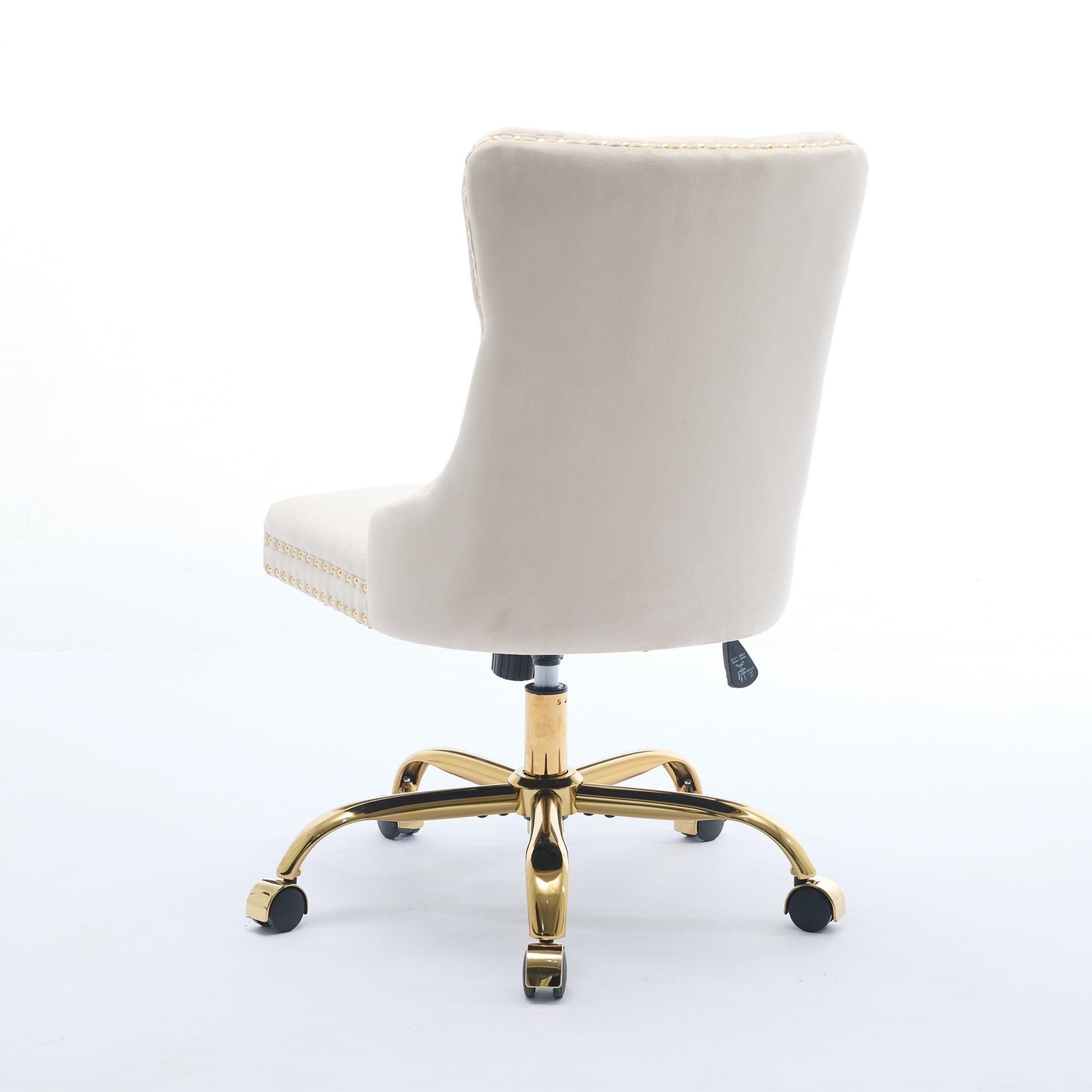 Beige A&A velvet tufted office chair by Anthony & Home with adjustable height, swivel base, and ergonomic design for modern workspace