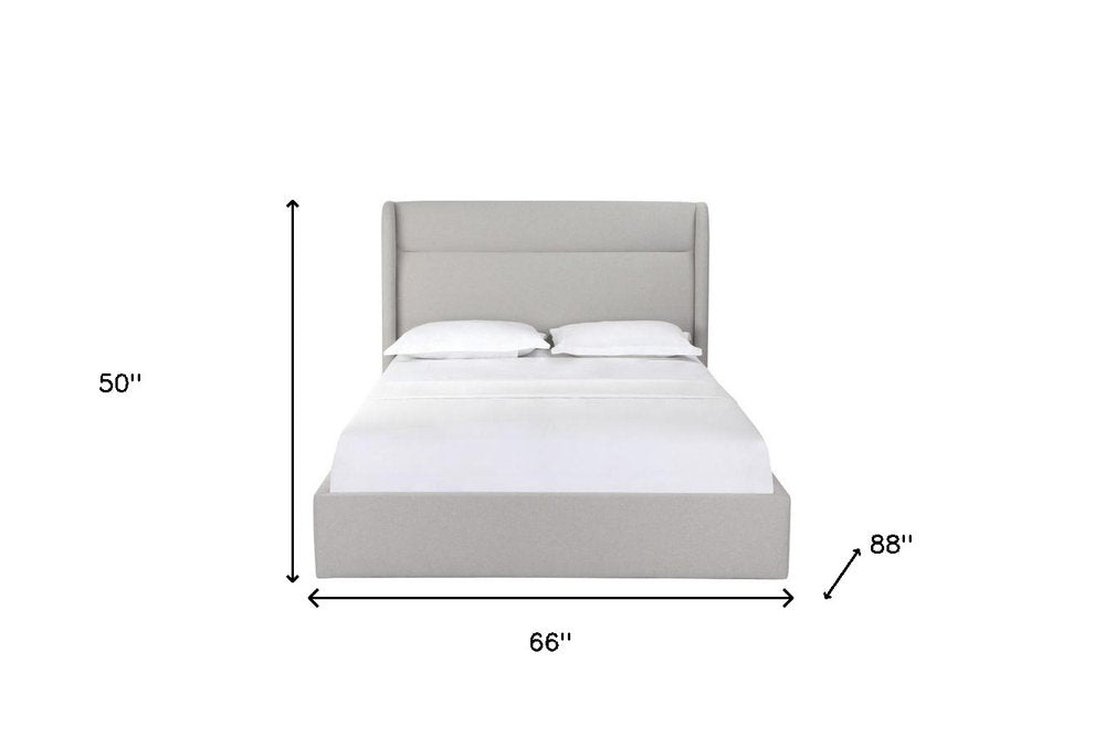 Gray Fabric Upholstered Queen Bed Frame