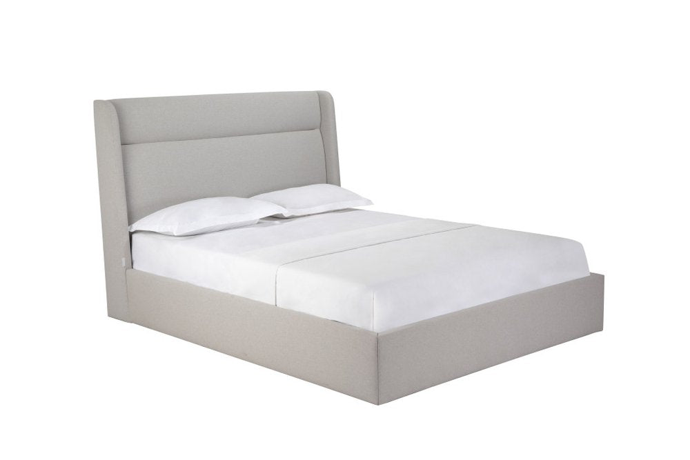 Gray Fabric Upholstered Queen Bed Frame
