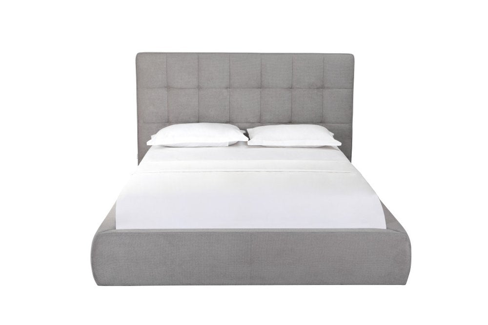 Gray Tufted Linen Blend Upholstered Queen Bed Frame