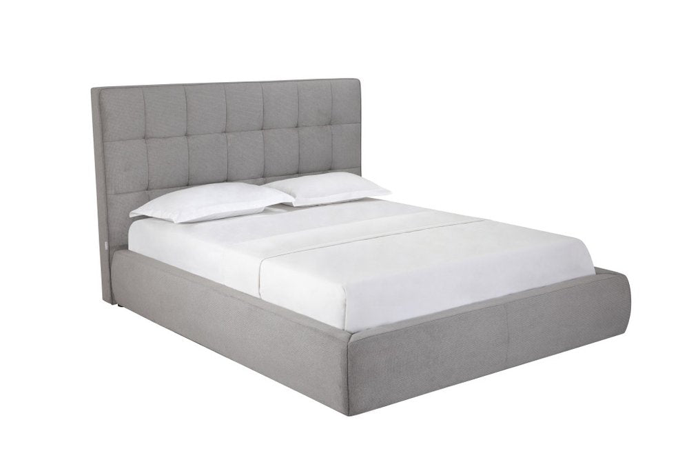 Gray Tufted Linen Blend Upholstered Queen Bed Frame