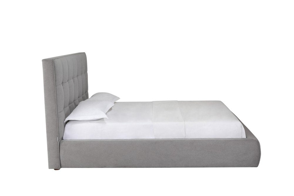 Gray Tufted Linen Blend Upholstered Queen Bed Frame