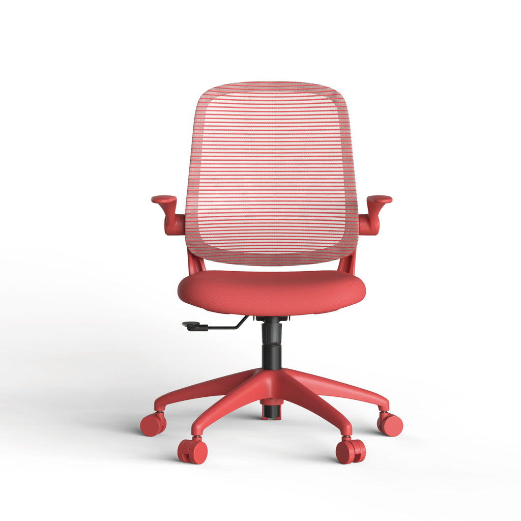Anthony & Home ergonomic mesh office chair with integrated molded foam cushion, red Atelier Collection, designed for comfort and support.