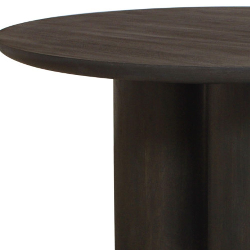 Seven Piece Dark Brown Round Solid Wood Dining Set with Six Chairs - Anthony & Home