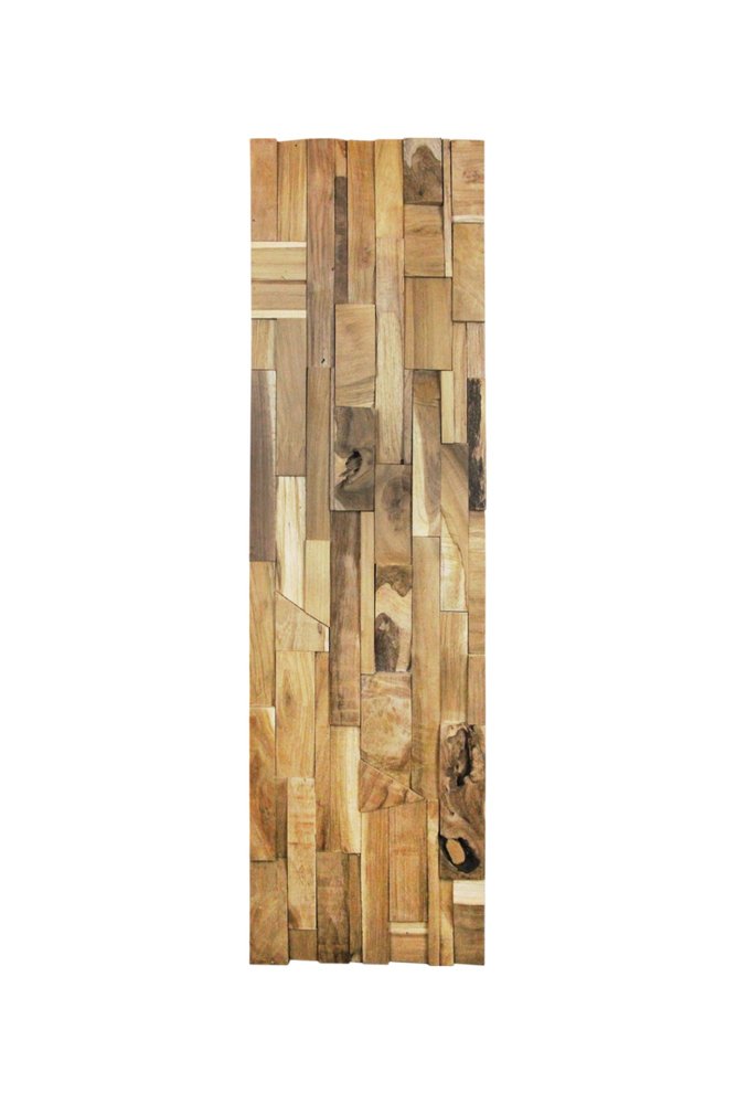 Brown 3D Embossed Abstract Teak Reclaimed Wood Decorative Wall Panels