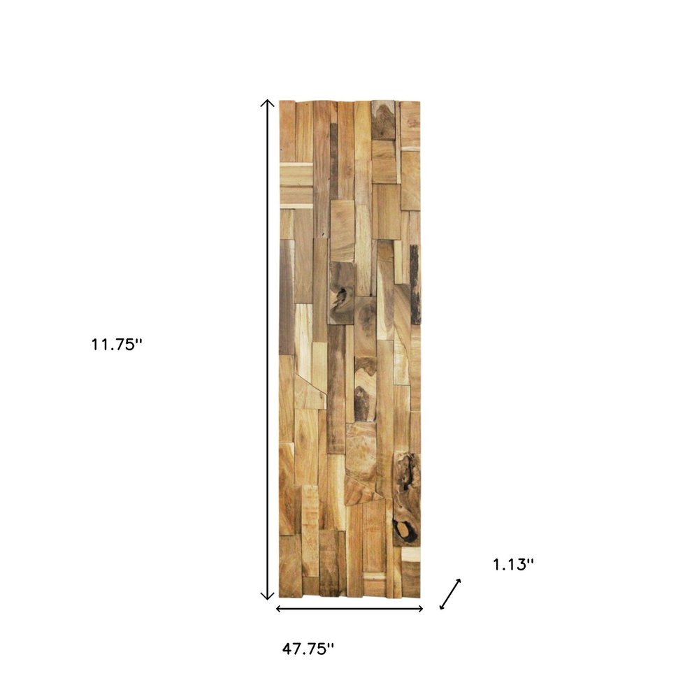 Brown 3D Embossed Abstract Teak Reclaimed Wood Decorative Wall Panels