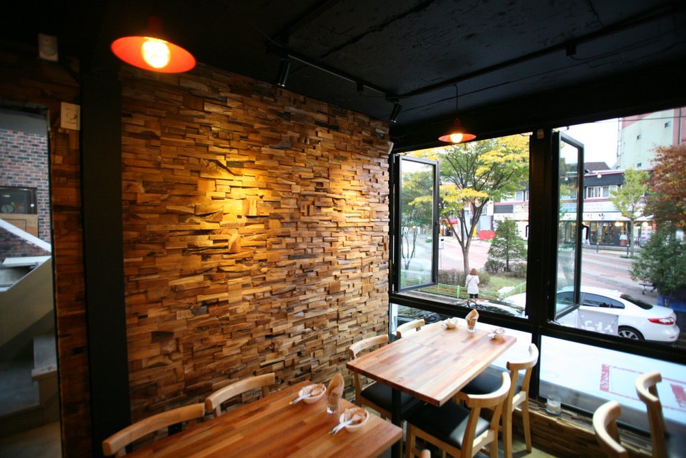 Brown 3D Embossed Abstract Teak Reclaimed Wood Decorative Wall Panels