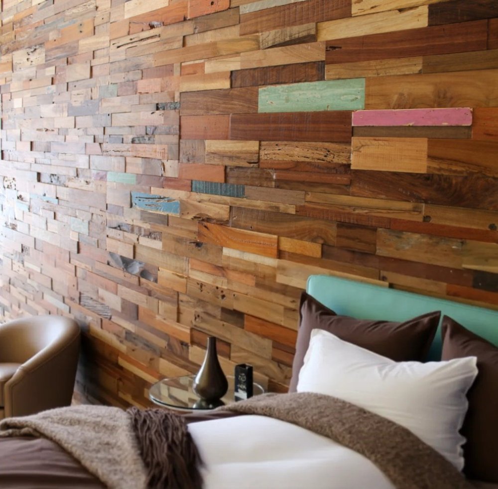 Blue Natural And Navy Blue 3D Embossed Teak Decorative Wall Panel