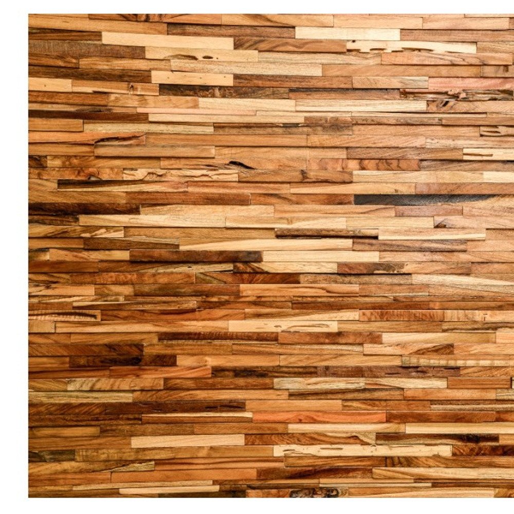 Brown 3D Embossed Geometric Teak Reclaimed Wood Decorative Wall Panels