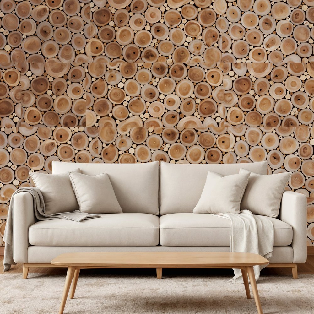 Natural Tree Stump Slice Teak Reclaimed Wood Decorative Wall Panels