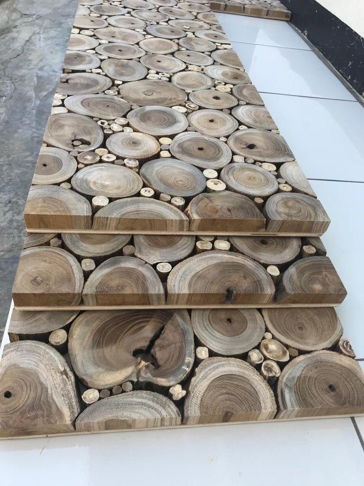 Natural Tree Stump Slice Teak Reclaimed Wood Decorative Wall Panels