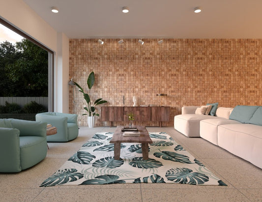 Brown 3D Embossed Block Teak Reclaimed Wood Decorative Wall Panels