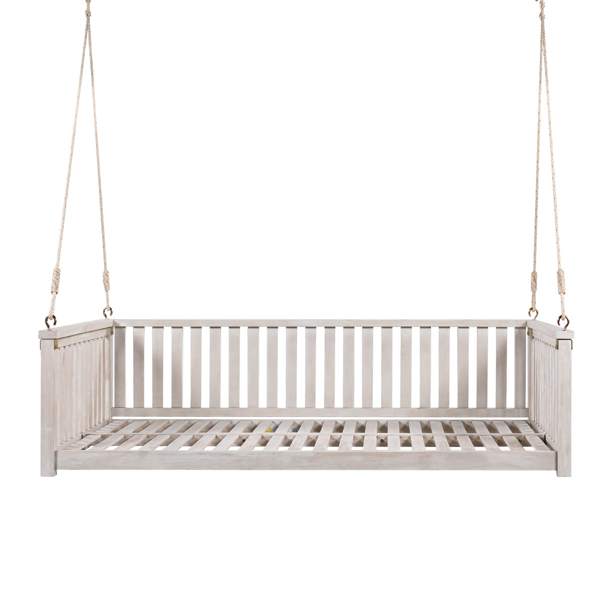 Anthony & Home Topmax Studio solid wood twin size porch swing with ropes, showing a sturdy outdoor seating setup